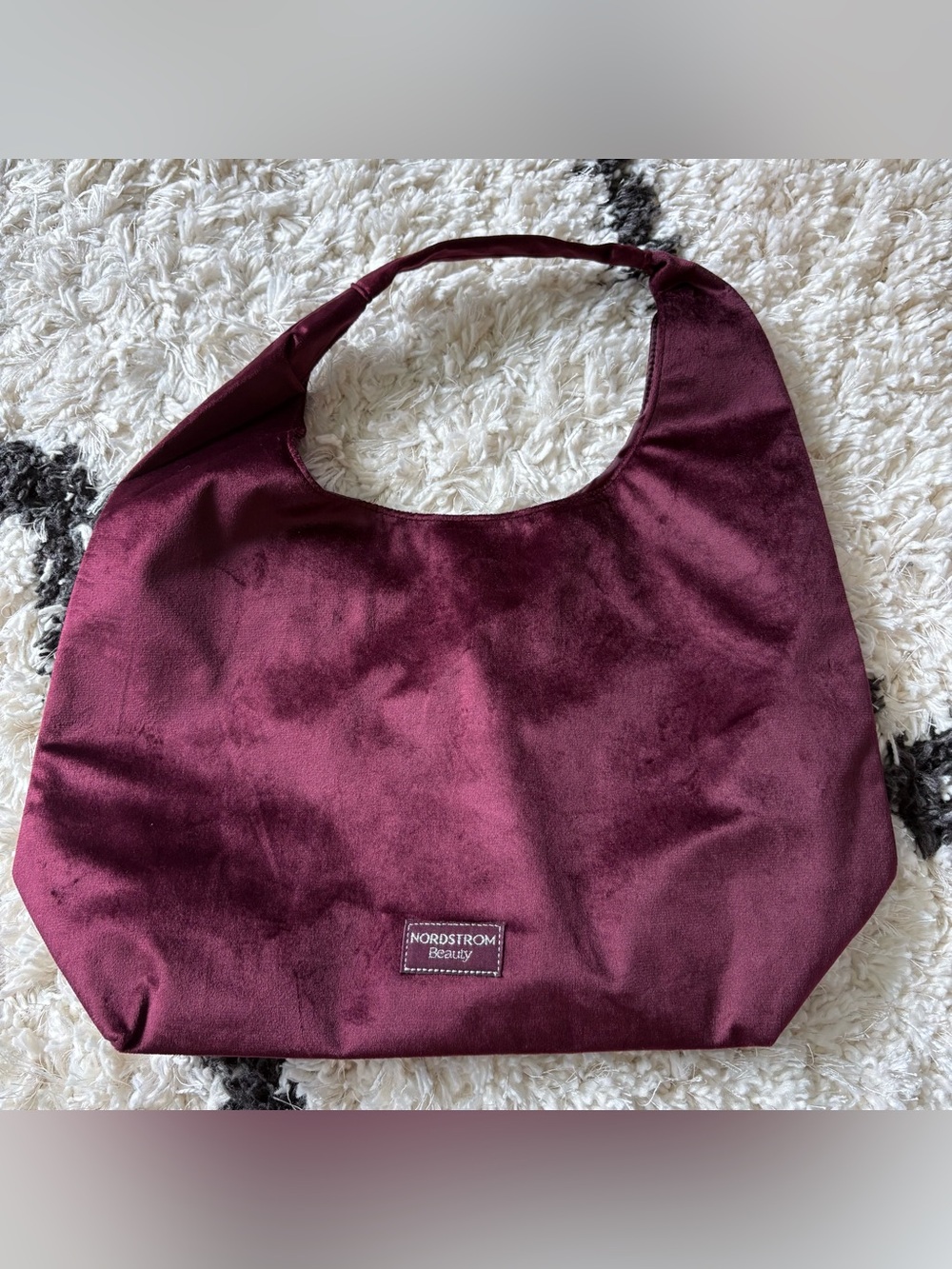 Gorgeous Velvety Burgundy Nordstrom Beauty Shoulder Tote Bag
